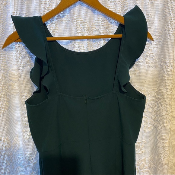 Lulu’s Emerald Green Hearts Aflutter Bodycon Trumpet Midi Ruffle Hem Dress - Picture 10 of 14
